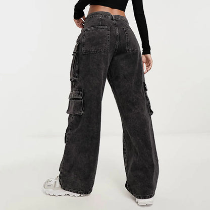 Womens Grey Cargo Jeans