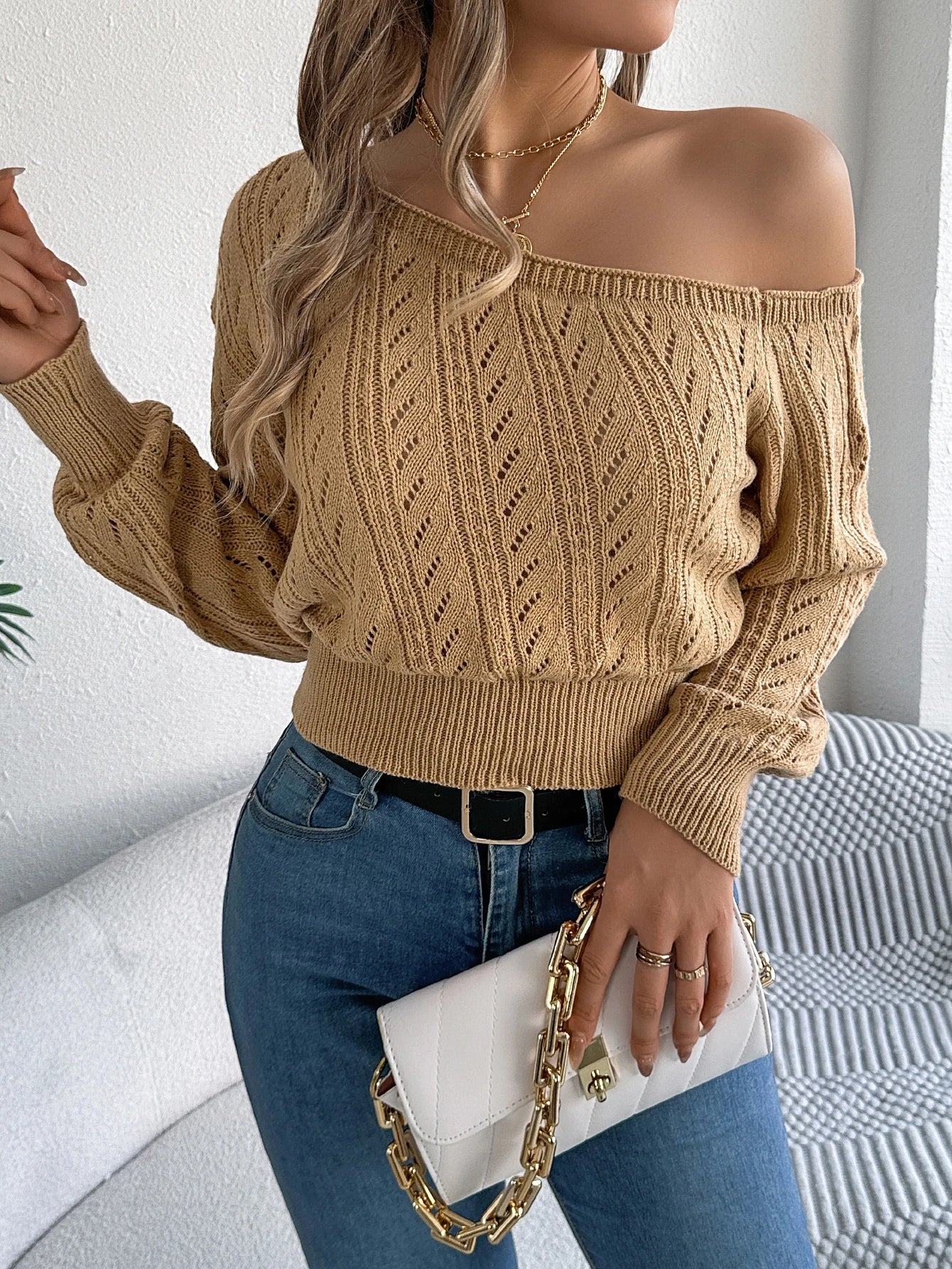 Off The Shoulder Knitted Sweater